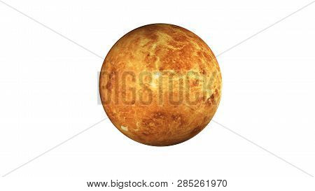 Venus Planet Of Solar System. Dead Planet In The Space Isolated On White. Science Fiction. Elements 