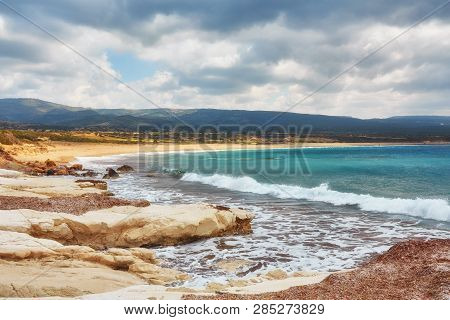 Cyprus - Mediterranean Sea Coast. Lara Beach In Paphos District.