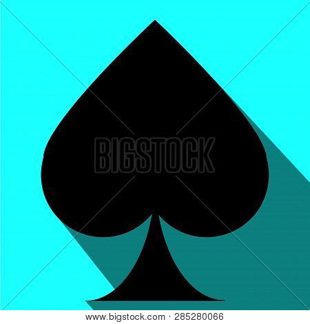 Playing Card. Spade Symbol With Shadow. Vector Art.