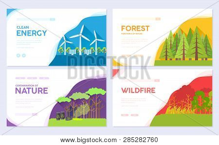 Ecology Day Vector Brochure Cards Set.  Ecological On Nature Template Of  Invitation Template Of Fly