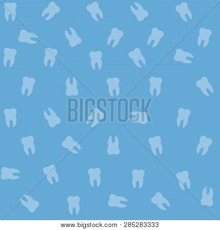 Seamless Flat Vector Tooth Pattern In Blue