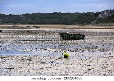 Boat On The Beach In Wellfleet Harbor On Cape Cod In Wellfleet Ma