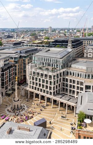 London stock exchange building at Paternoster Square next to St Paul's Cathedral in the City of London, England
