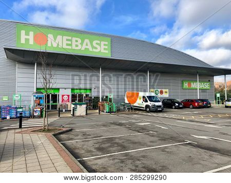 WEST HAMPSTEAD, LONDON - FEBRUARY 20, 2019: Homebase home improvement and garden centre retailer in West Hampstead, North London, UK.