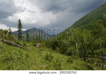 Mountain Landscape By The River Chuya, Altai Republic, Siberia, Russia