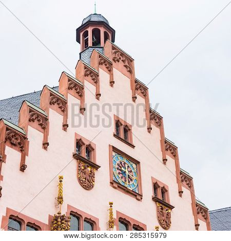 Building Close Up Detail At Romerberg Square, Frankfurt, Germany.
