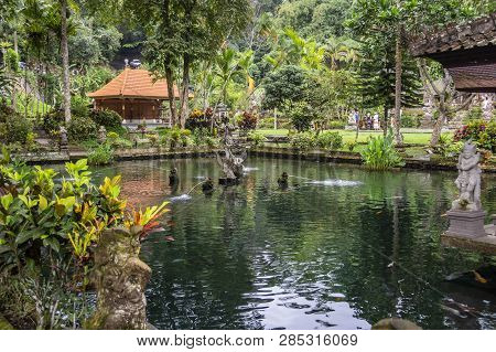 Large Rectangular Pond At The Gunung Kawi Sebatu Temple, Ubud, Bali, Indonesia. The Temple Complex I