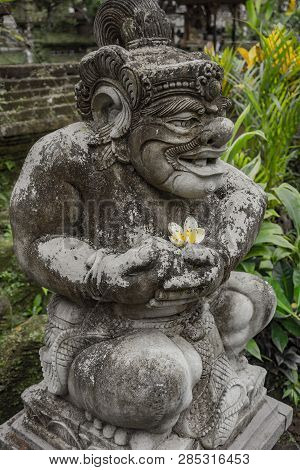 Stone Statue Inside The Gunung Kawi Sebatu Temple, Ubud, Bali, Indonesia. The Temple Complex Is Loca