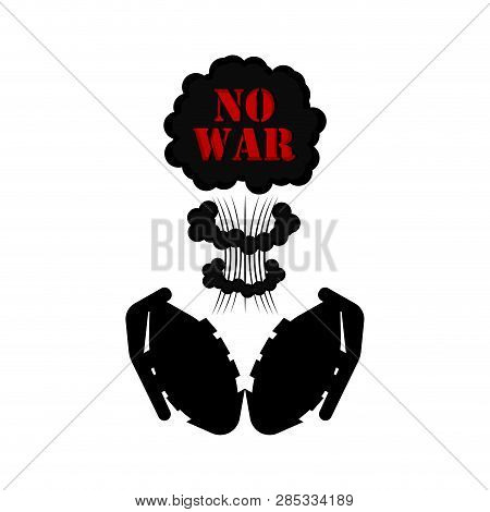 No War Banner With Granates And Smoke Explosion. Vector Illustration Design
