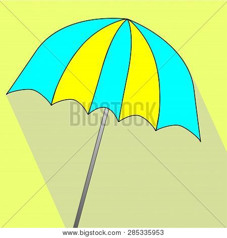 Summer Umbrella Icon Vector On Yellow Background
