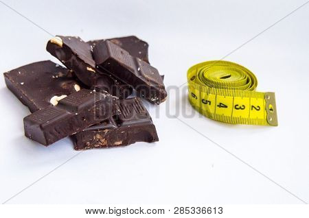Sports Fitness Chocolate And Yellow Centimeter Diet Healthy Lifestyle Slimming
