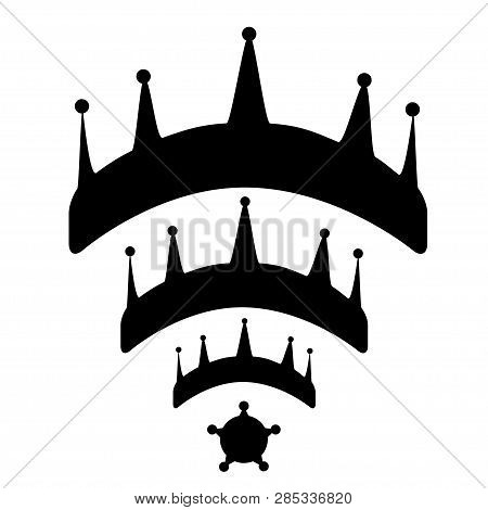 Crowns Sign Wi-fi. Abstract Symbol. Black On White Baground