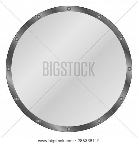 Real Metal Circle Shield On White Background