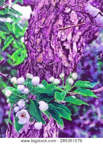 The Beginning Of Spring, New Blossoms Budding On An Early Spring Day, Spring Blossoms.oil Painting S