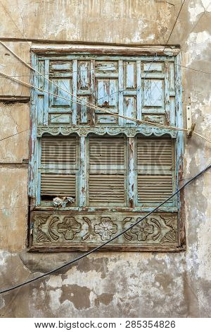 Old City In Jeddah Saudi Arabia Known As Historical Jeddah. Old And Heritage Windows And Doors In Je