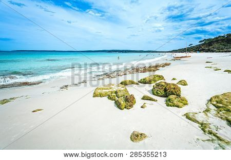 Crowds Of Tourists On Hyams Beach In Summer