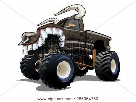 Vector Cartoon Monster Truck Isolated On White Background