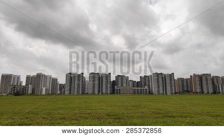 Panoramic View Of Singapore Public Housing Apartments In Punggol District, Singapore