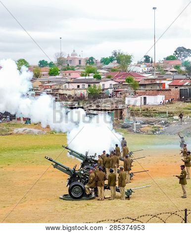 Artillery Cannon Guns On Display At Local Township