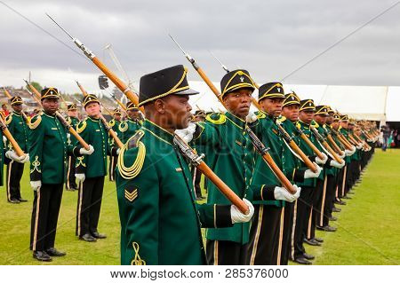 South African Defence Force Soldiers On Parade