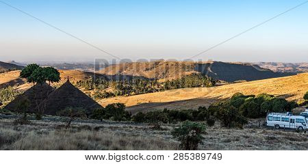 Landscape View Of The Simien Mountains National Park In Northern Ethiopia On The Way To Axum, Africa