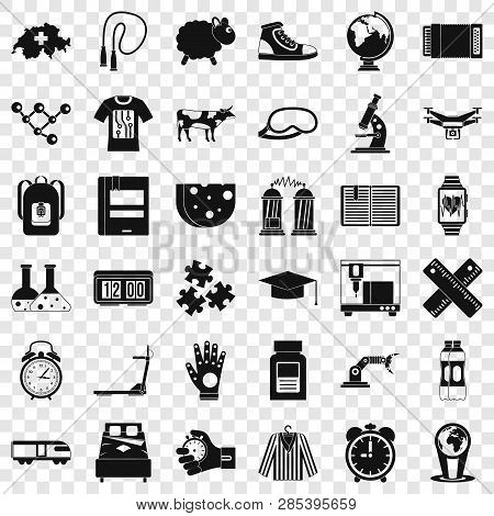 Scientific Things Icons Set. Simple Style Of 36 Scientific Things Vector Icons For Web For Any Desig