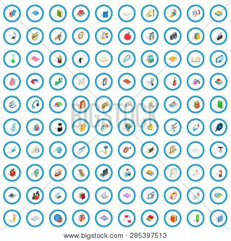 100 Book Icons Set In Isometric 3d Style For Any Design Vector Illustration