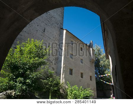 Details Of The Brunico Castle, Summer Period In The Alto Adige Area