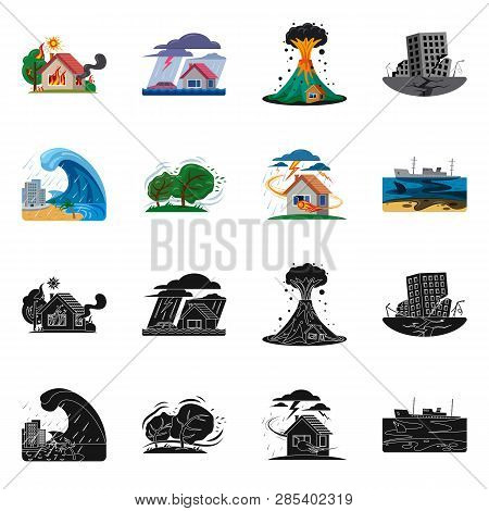 Vector Design Of Natural And Disaster Icon. Set Of Natural And Risk Stock Vector Illustration.