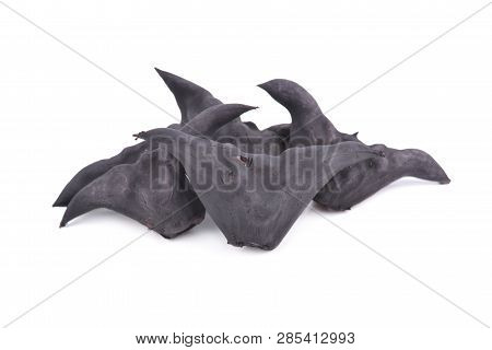 Boiled Bull Horn Shaped Water Caltrop Nut On White Background