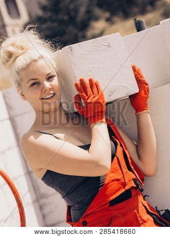 Woman Working With Airbricks