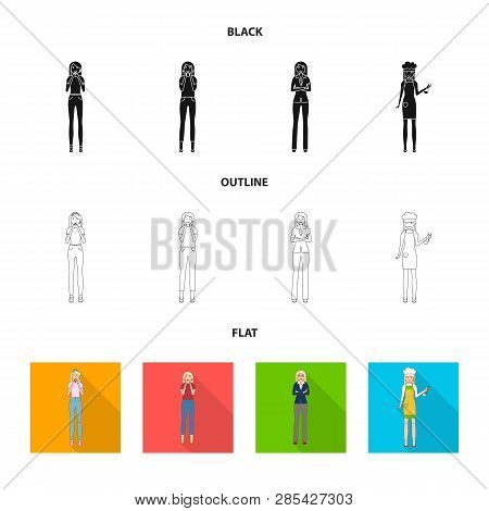 Vector Illustration Of Posture And Mood Icon. Set Of Posture And Female Vector Icon For Stock.