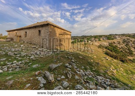 Sunrise In Kastro Village. Thassos Island, Greece