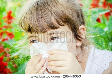 Seasonal Allergy In A Child. Coryza. Selective Focus.