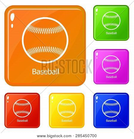 Baseball Icons Set Collection Vector 6 Color Isolated On White Background