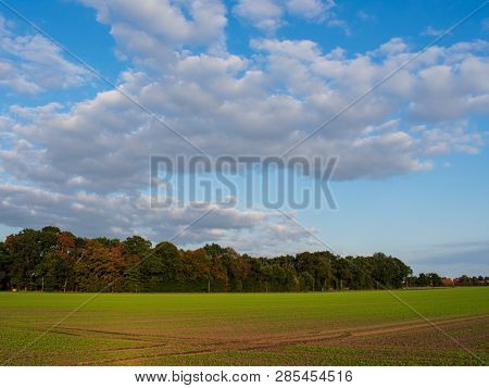 Peasantry With Blue Cloud Sky. Location: Germany, North Rhine - Westphalia, Borken