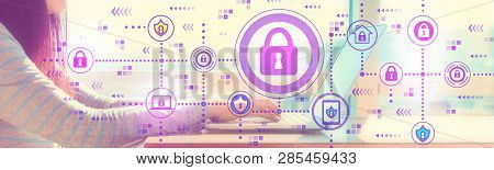 Cyber Security Ith Woman Working On A Laptop In Brightly Lit Room
