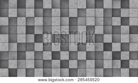 3d Rendered Concrete Blocks At Different Heights.