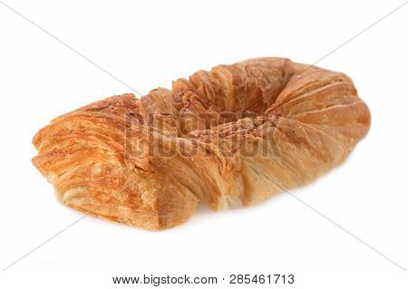 Placinta Cake Filled With A Soft Cheese. Isolated On A White Background.