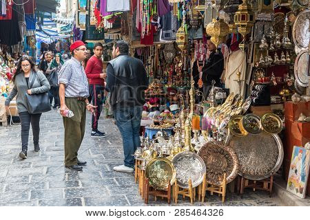 Tunis, Tunisia - April 3: Activity In A Market In The Historic Medina In Tunis, Tunisia On April 3, 