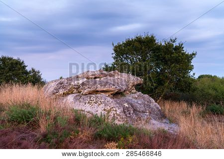 Old Megalith In Le Brunet (france) On A Sunny Evening In Summer