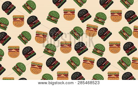 Pattern Background Hamburger Black And Green Vector