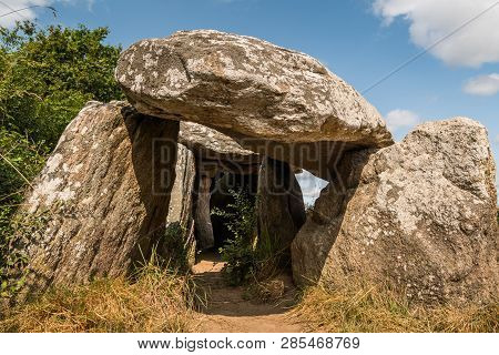 The Dolmen De Kerbourg (saint-lyphard, France) On A Sunny Day In Summer. These Megaliths Are About 6