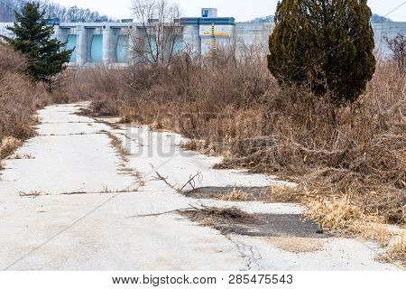 Road To Dam In Field
