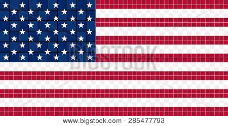 American Flag Pixel. Vector Illustration Background  Symbol