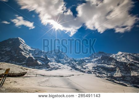 Jungfrau Peak At Kleine Scheidegg Station - Wengen, Switzerland