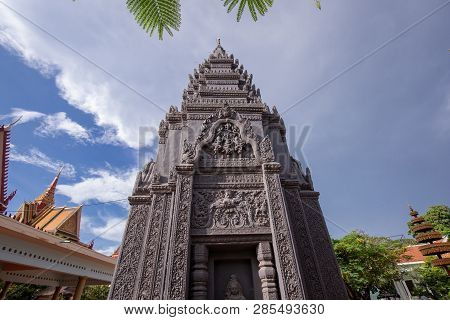 Wat Preah Prom Rath, Siem Reap, Cambodia - October 2018 : Religious Place Name Preah Prom Rath Templ