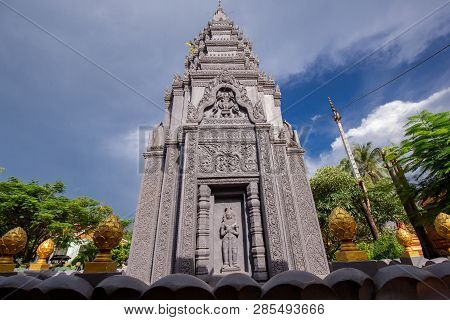 Wat Preah Prom Rath, Siem Reap, Cambodia - October 2018 : Religious Place Name Preah Prom Rath Templ