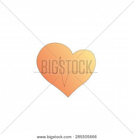 Heart Shape Medical Icon, Cartoon Style. Heart Rythm With Heart Shape Icon