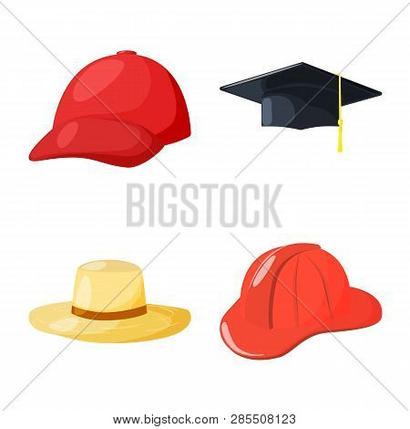 Vector Design Of Headgear And Napper Sign. Collection Of Headgear And Helmet Vector Icon For Stock.